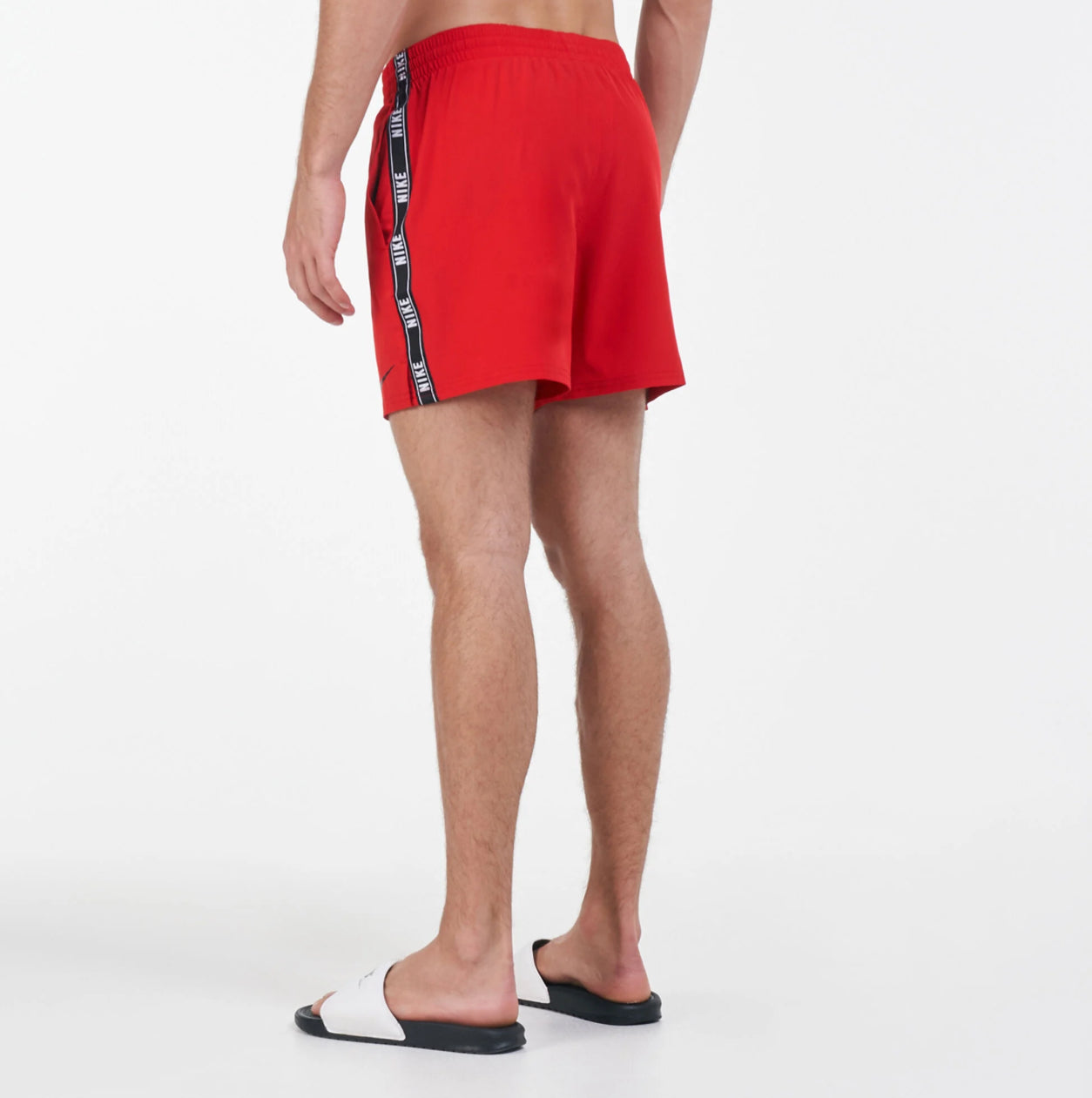 NIKE SWIM LOGO TAPE VOLLEY 5" SHORTS - RED