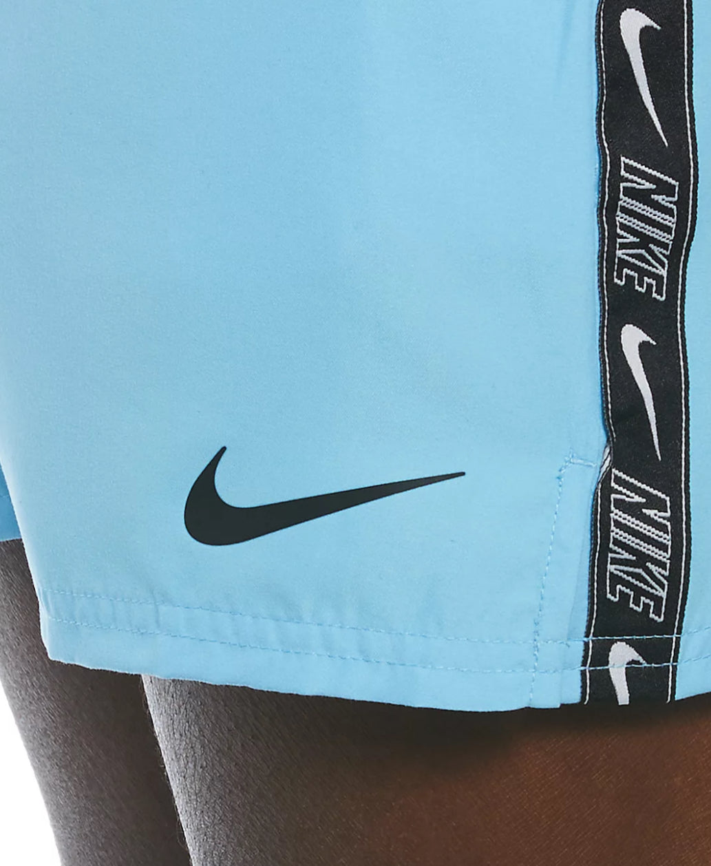 NIKE SWIM LOGO TAPE VOLLEY 5" SHORTS - AQUARIUS BLUE