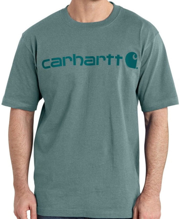 CARHARTT LOOSE FIT HEAVYWEIGHT SHORT-SLEEVE LOGO GRAPHIC T-SHIRT - SEA PINE