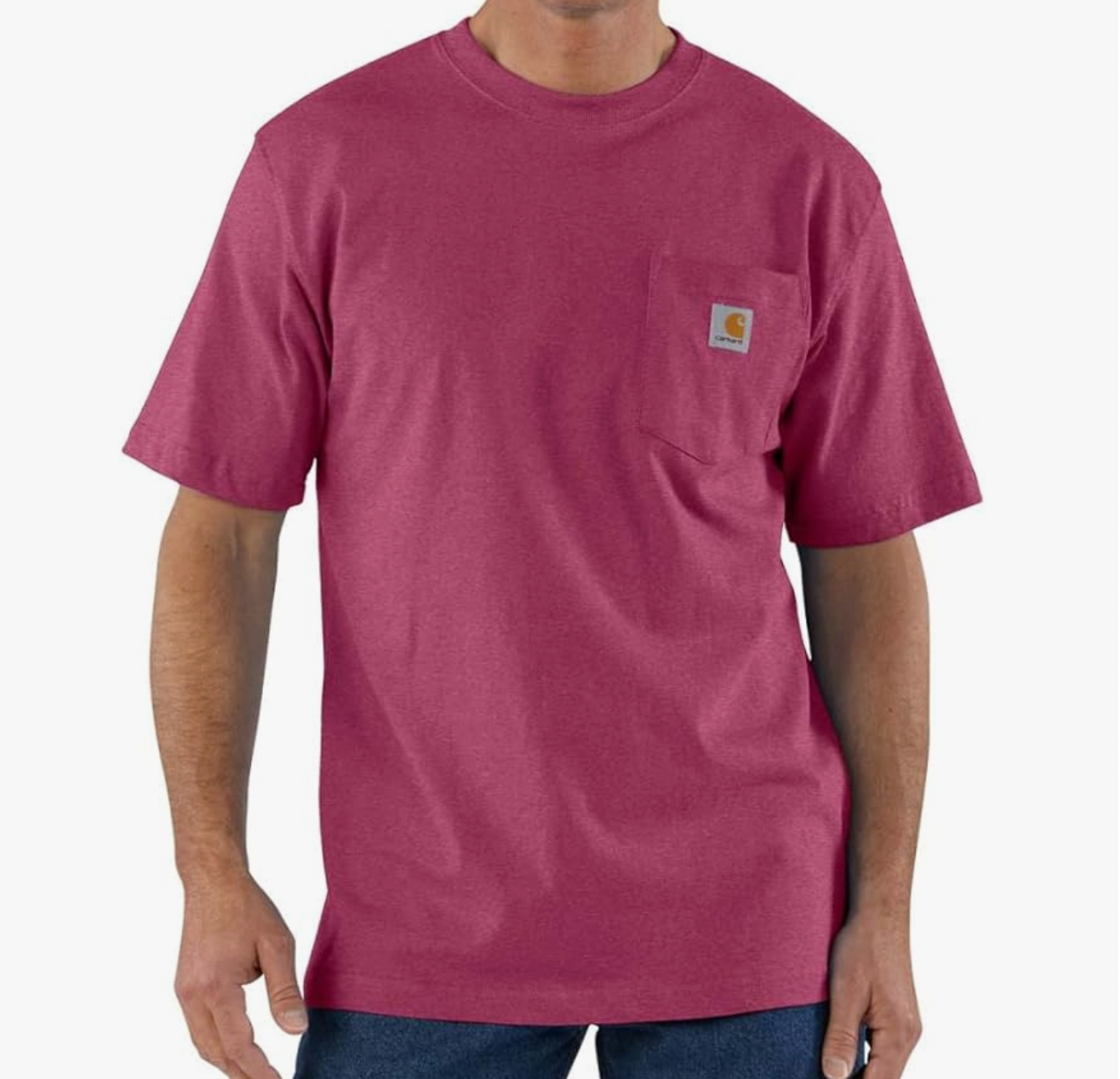 CARHARTT K87 HEAVYWEIGHT POCKET T-SHIRT - BEET RED HEATHER