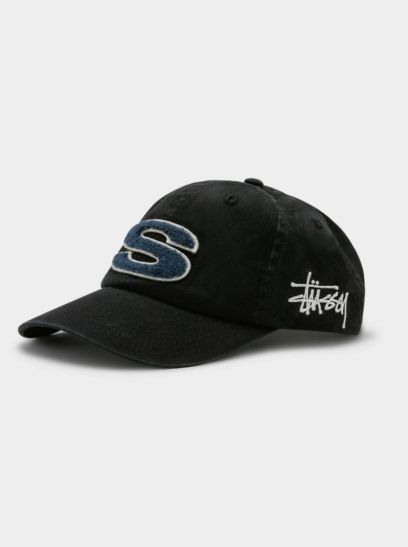 STUSSY CHENILLE S LOW PRO CAP - BLACK